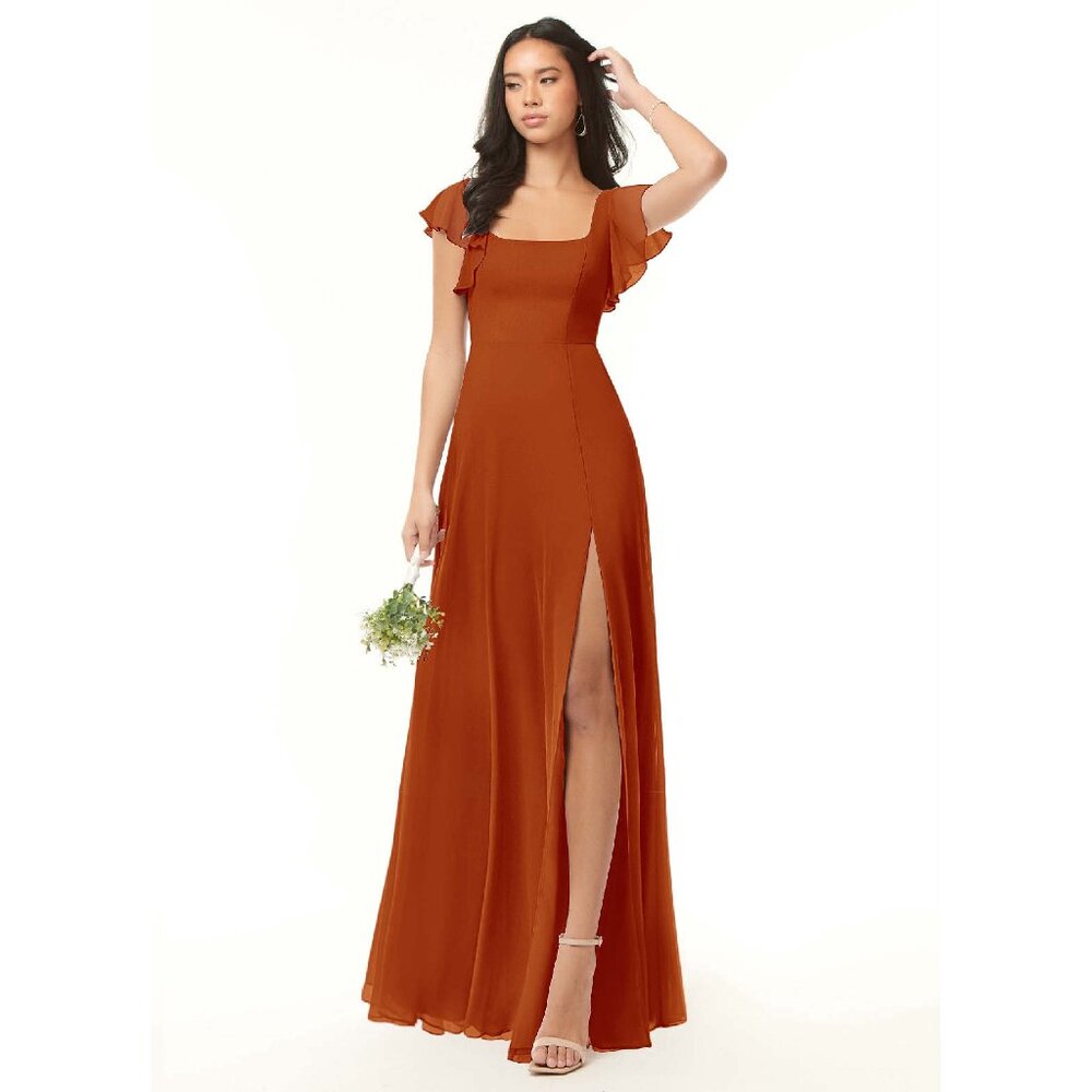 AZAZIE Bondi Paprika Bridesmaid Dress, Size 2 | Chiffon, Formal, Floor length